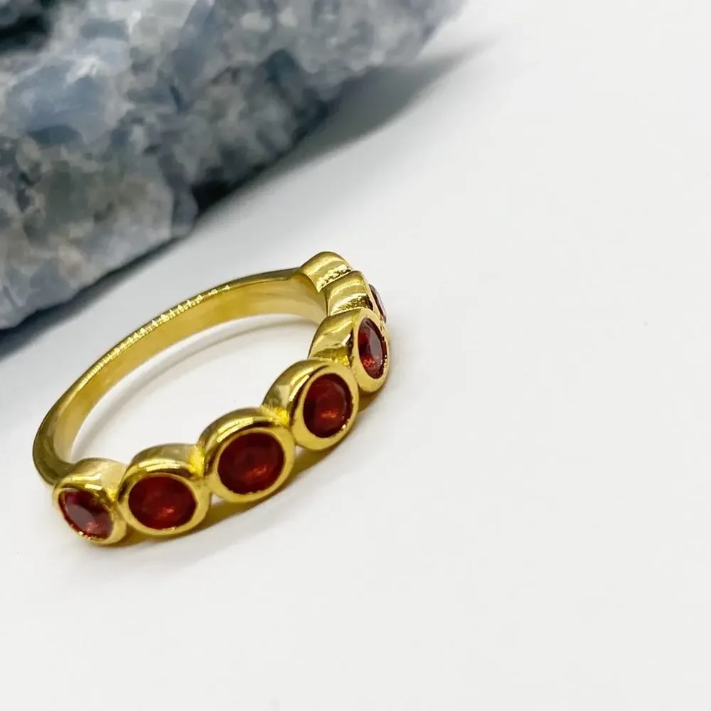 NEW Gold & Red Zirconium Gemstone Statement Ring - Picture 15 of 16
